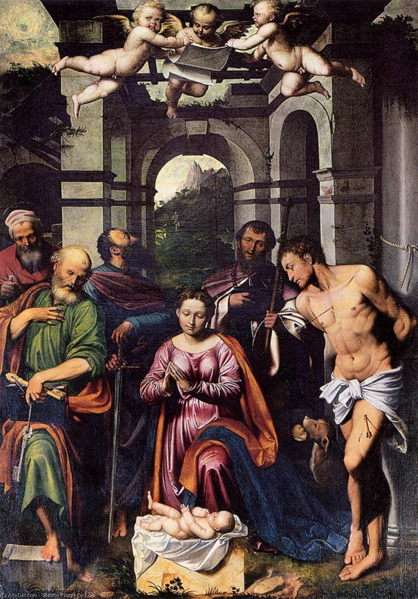 The Adoration Of The Christ Child With Saints — Callisto Piazza Da Lodi