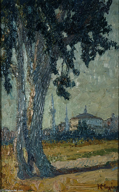 Landscape With Tree And Mosque In The Background — Konstantinos Maleas