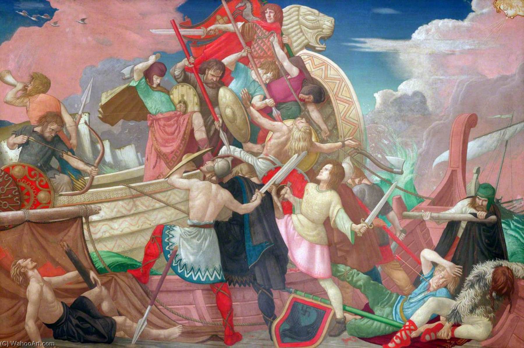 King Alfred's Longships Defeat The Danes, 877 — Colin Unwin Gill