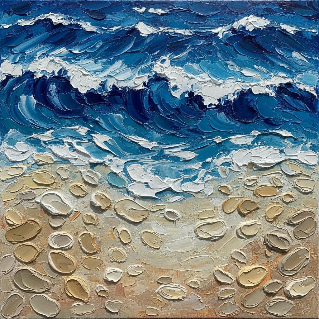 Sculpted Tides Of Ultramarine And Sand In A Singular Impasto Masterpiece — David Moreau