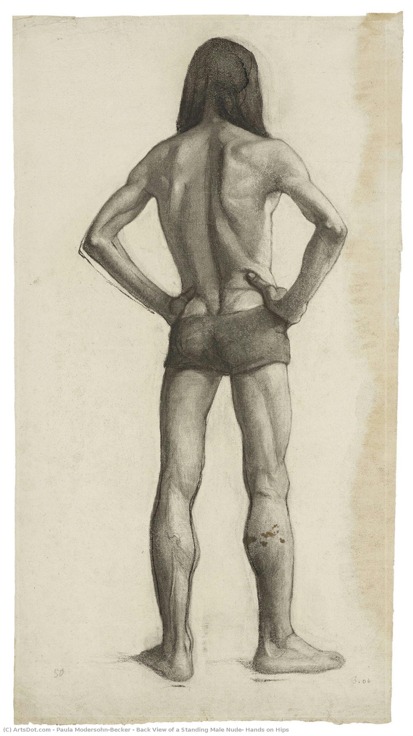 Back View Of A Standing Male Nude, Hands On Hips — Paula Modersohn-becker