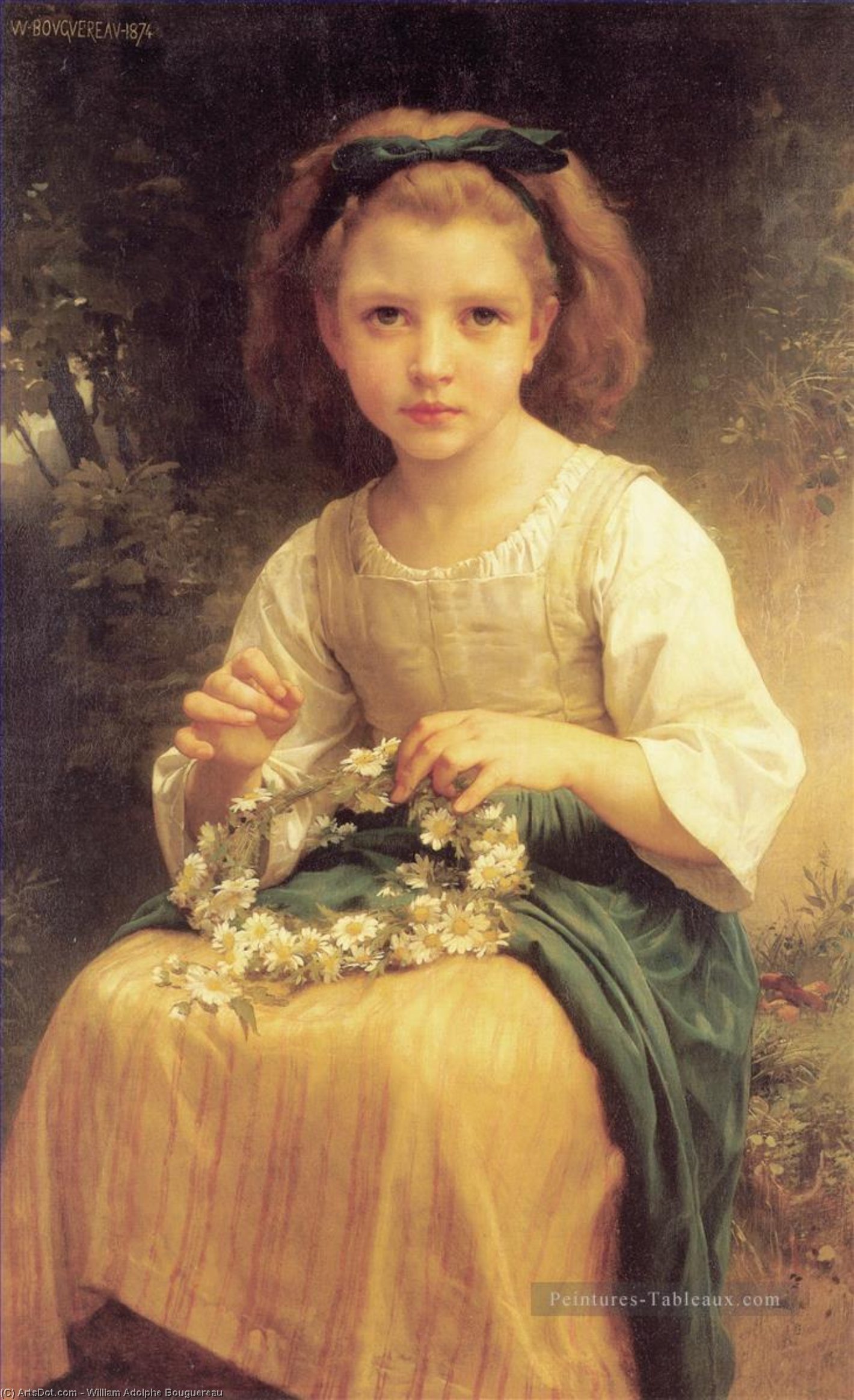 Enfant Tressant Une Couronne — William-adolphe Bouguereau
