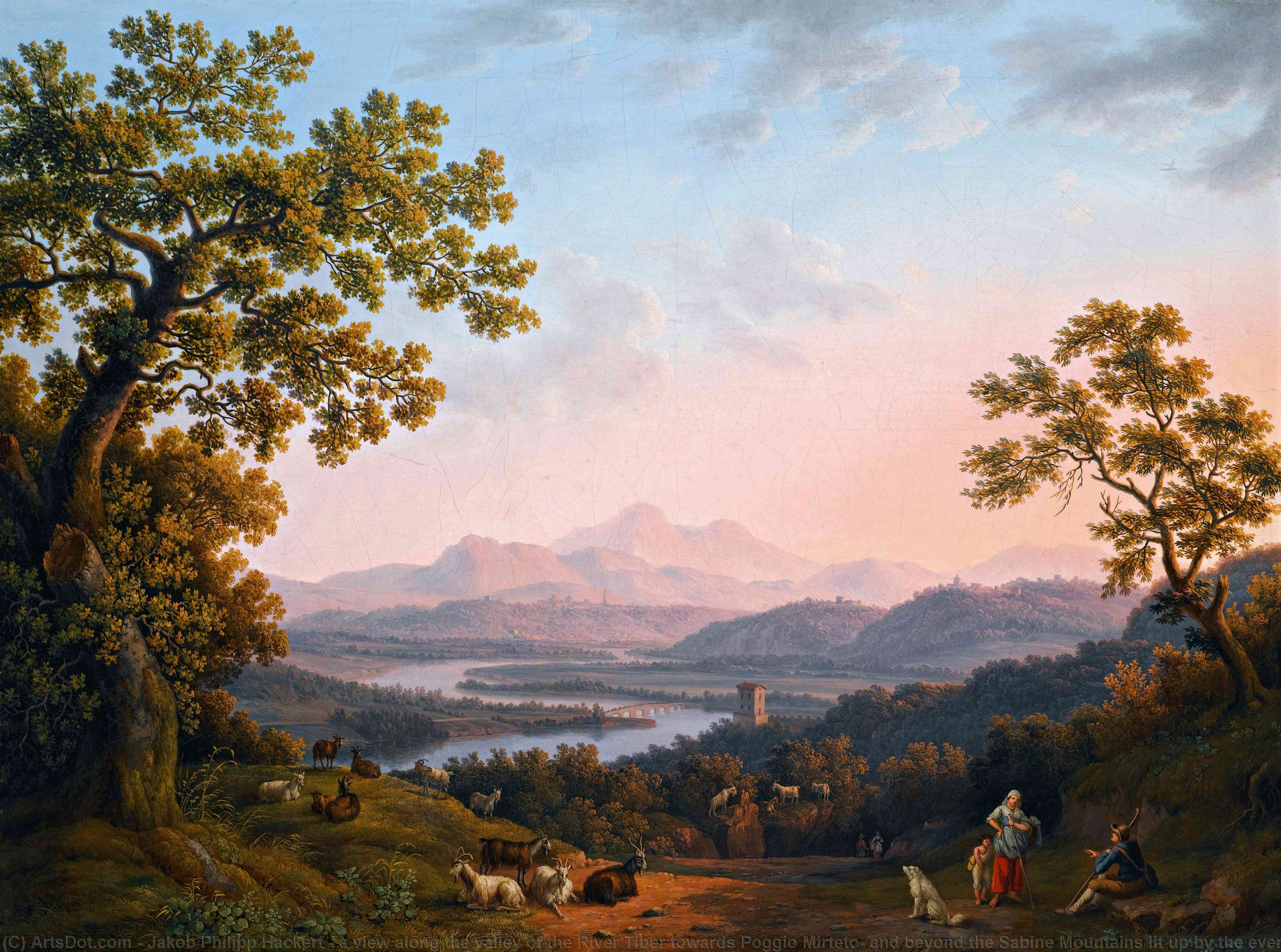 A View Along The Valley Of The River Tiber Towards Poggio Mirteto, And Beyond The Sabine Mountains Lit Up By The Evening Sun — Jakob Philipp Hackert