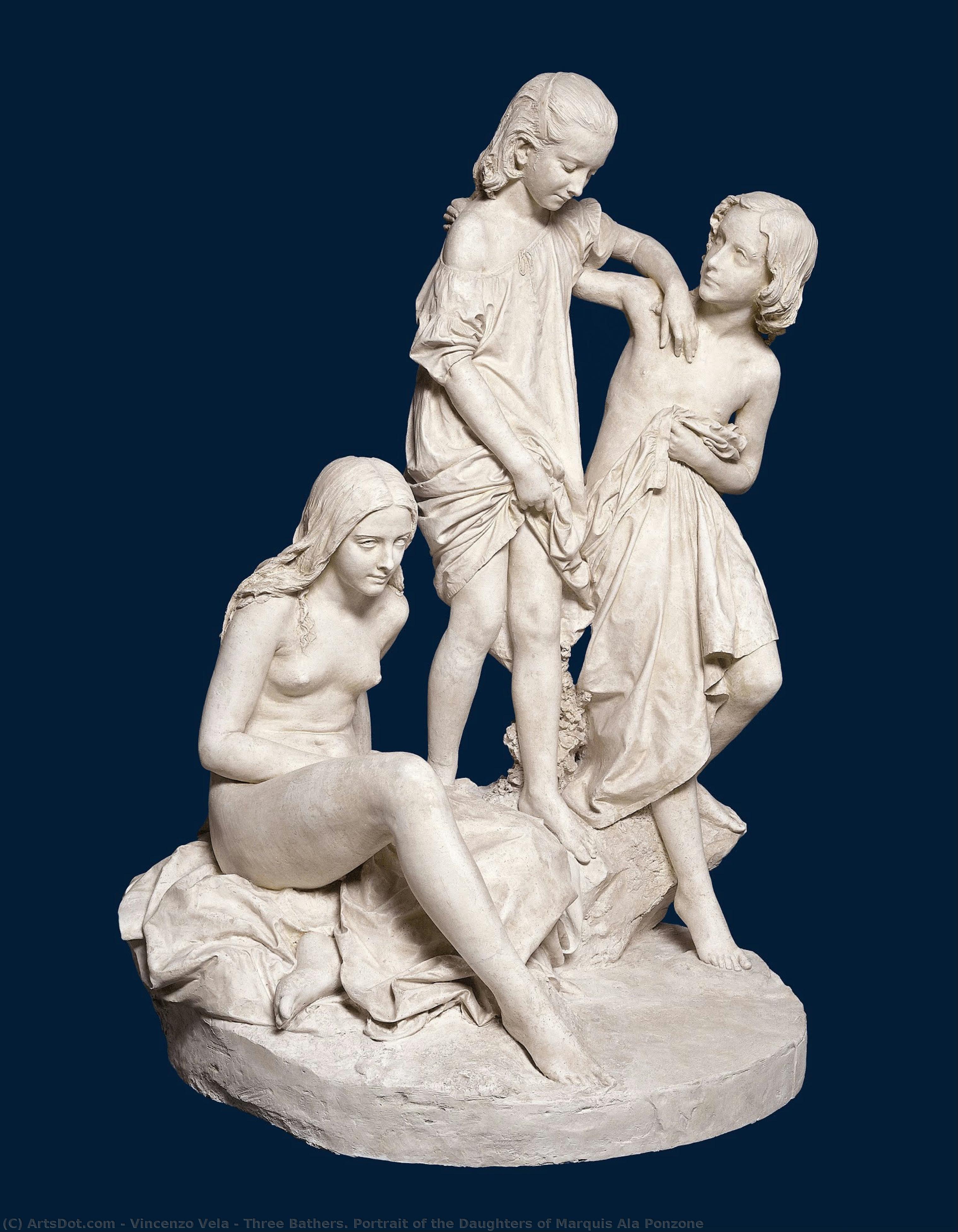 Three Bathers. Portrait Of The Daughters Of Marquis Ala Ponzone — Vincenzo Vela