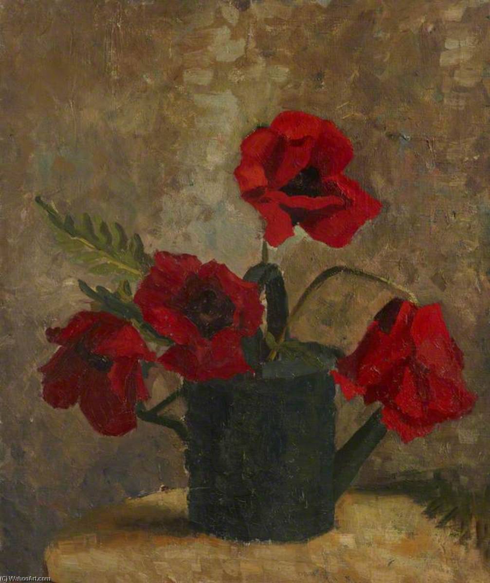 Still Life Of Poppies In A Watering Can — Margaret Frances Anne Vane-tempest-stewart