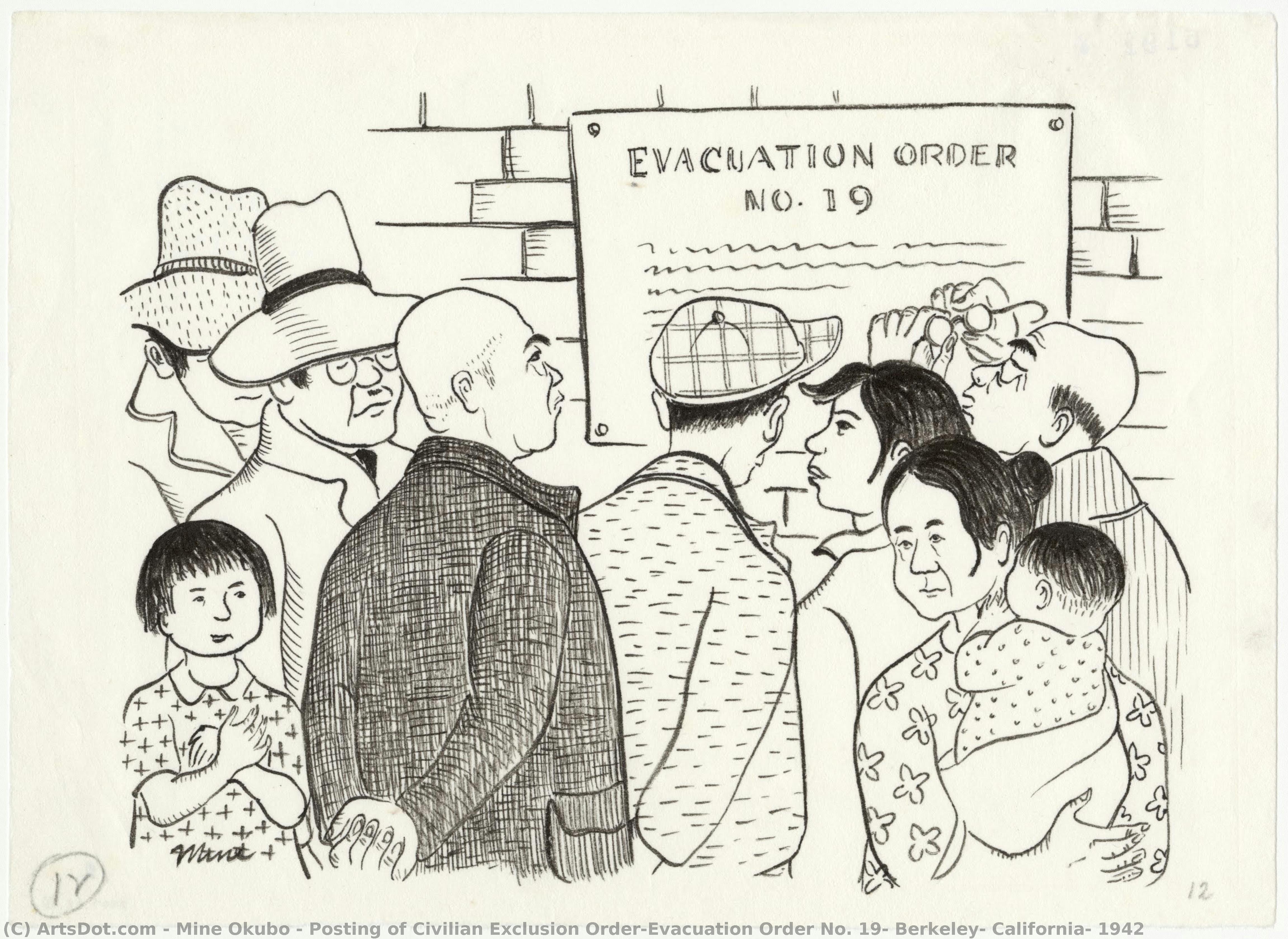 Posting Of Civilian Exclusion Order/evacuation Order No. 19, Berkeley, California, 1942 — Miné Okubo