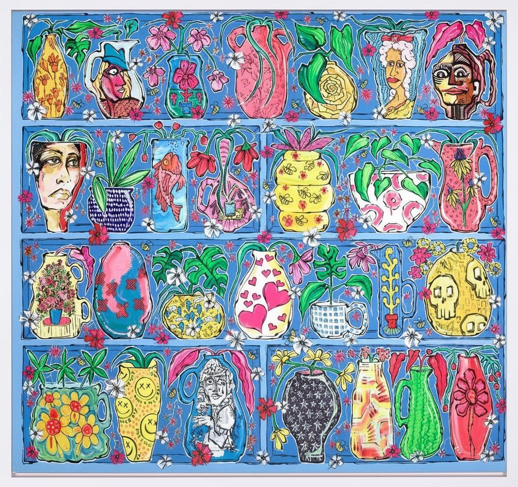 Cerulean-mosaik Aus Lebendigen Ikonen Und Kurvigen Formen In Einem Einzigartigen Meisterwerk — Clément Hardy
