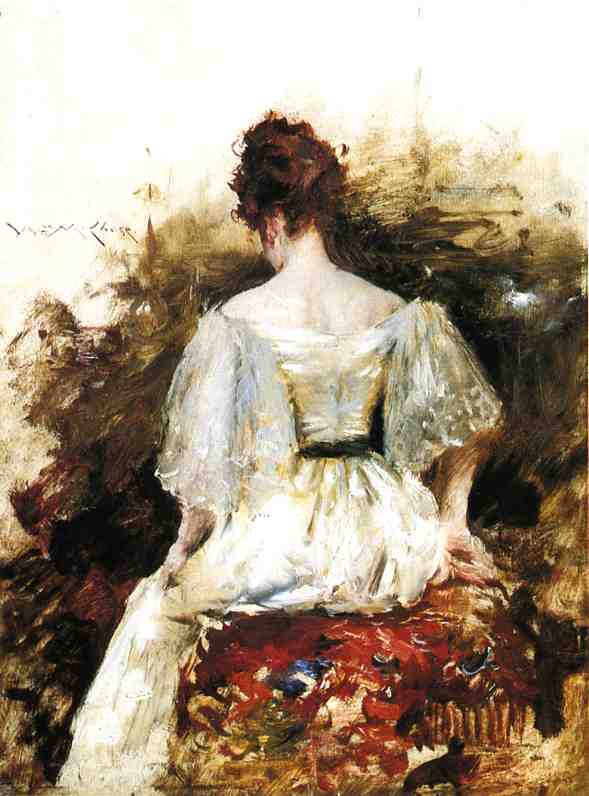 Portrait Of A Woman - The White Dress — William Merritt Chase