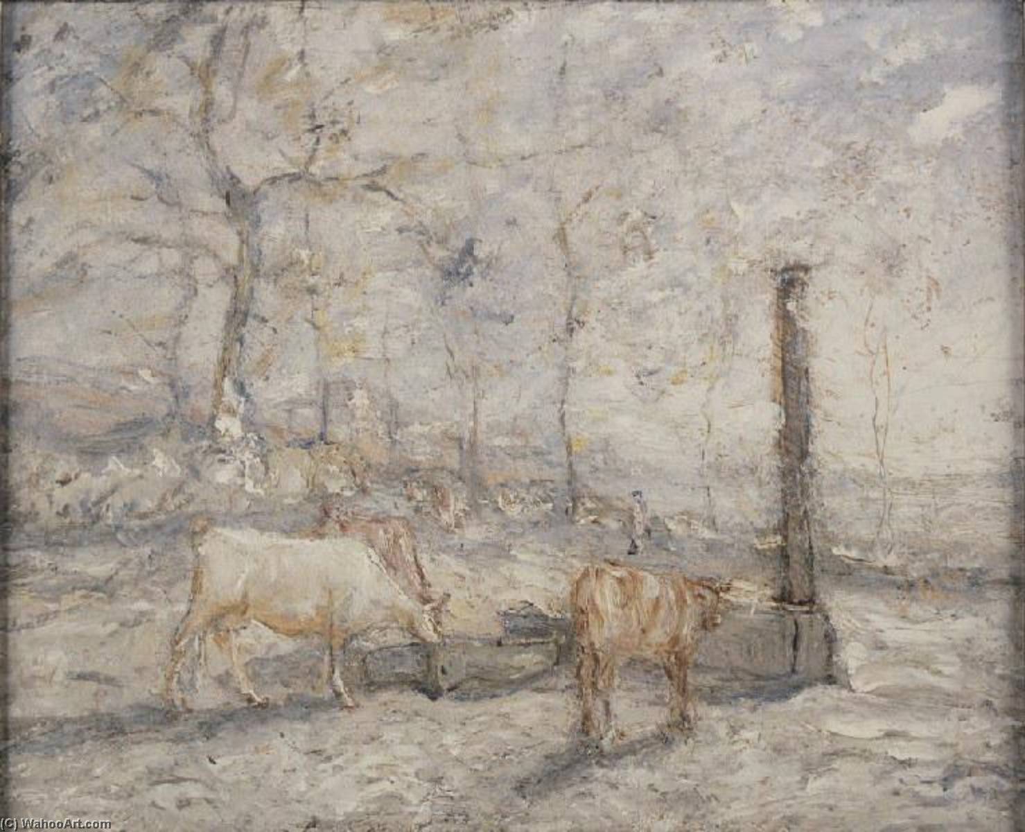 Vaches À L'abreuvoir — Carrand Louis Hilaire