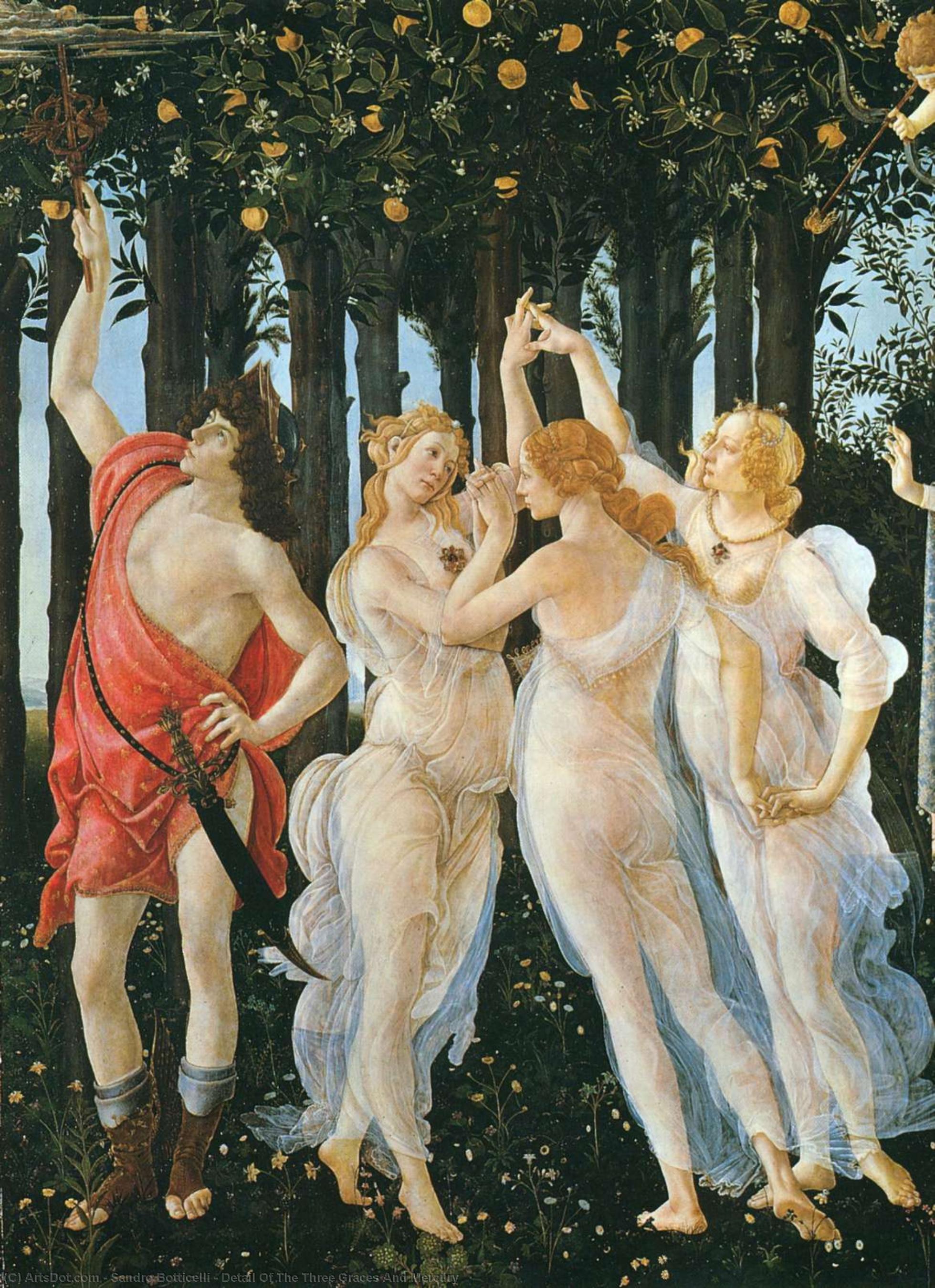 Detail Der Drei Grazie Und Merkur — Sandro Botticelli