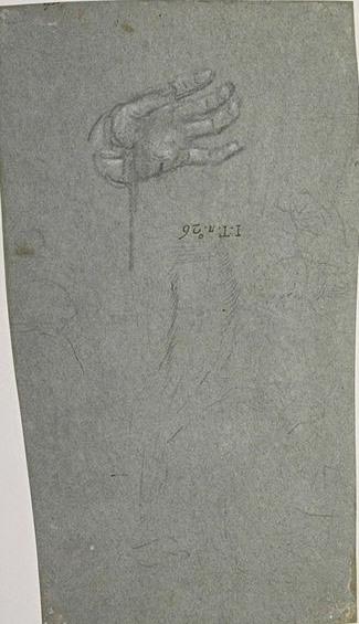 Study Of A Left Hand, Palm Facing The Sky And Indecipherable Sketches — Paolo Veronese