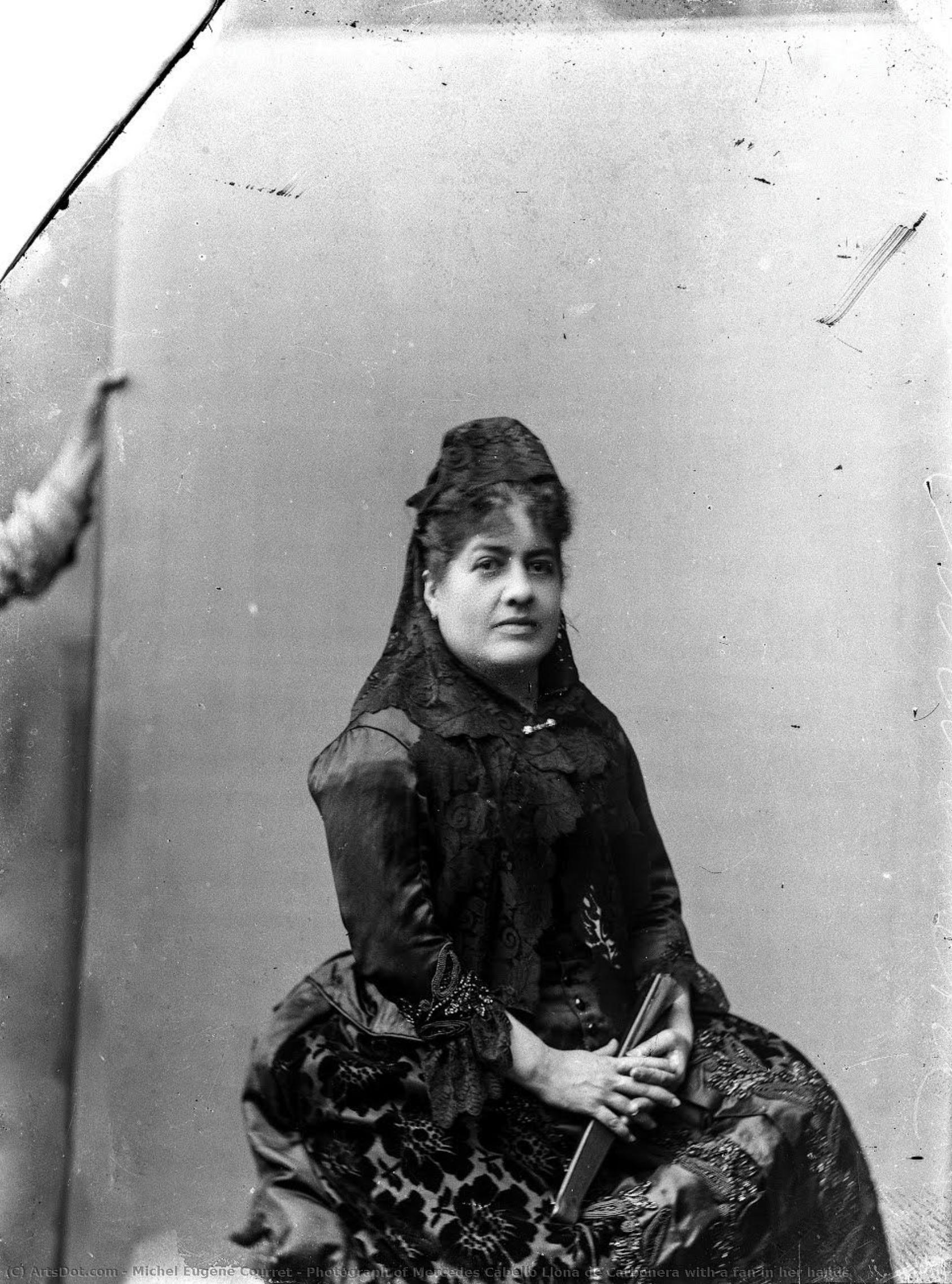 Photograph Of Mercedes Cabello Llona De Carbonera With A Fan In Her Hands — Michel Eugène Courret