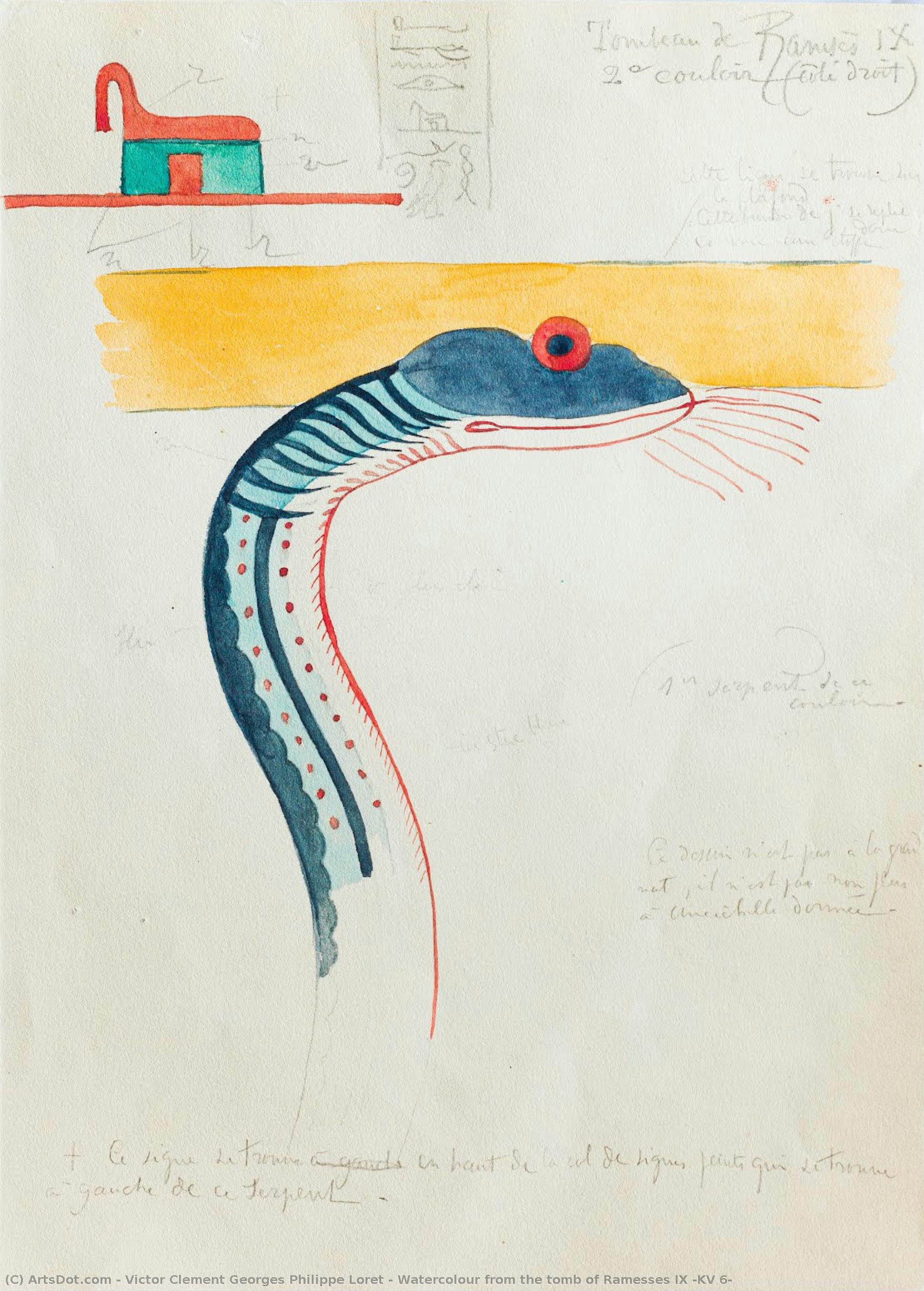 Watercolour From The Tomb Of Ramesses Ix (kv 6) — Victor Clement Georges Philippe Loret