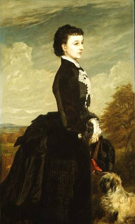 Portrait Of A Lady In Black With A Dog — James Archer