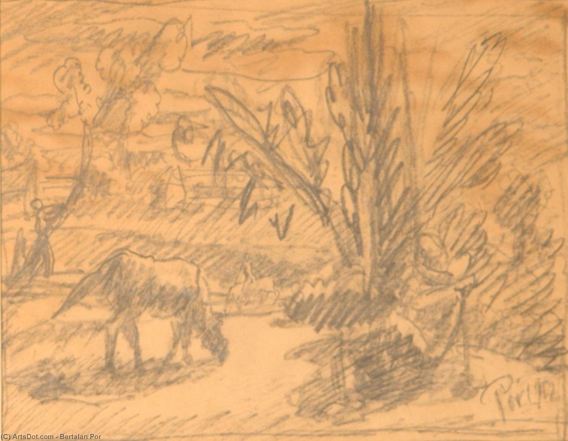 Landscape With A Horse — Bertalan Pór
