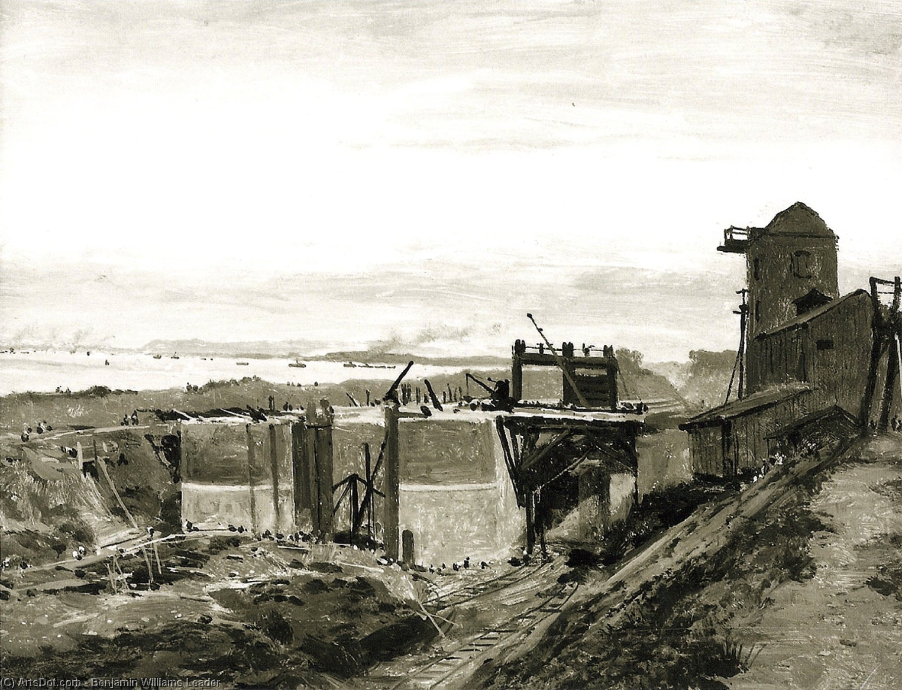 The Building Of The Manchester Ship Canal — R.a Benjamin Williams Leader