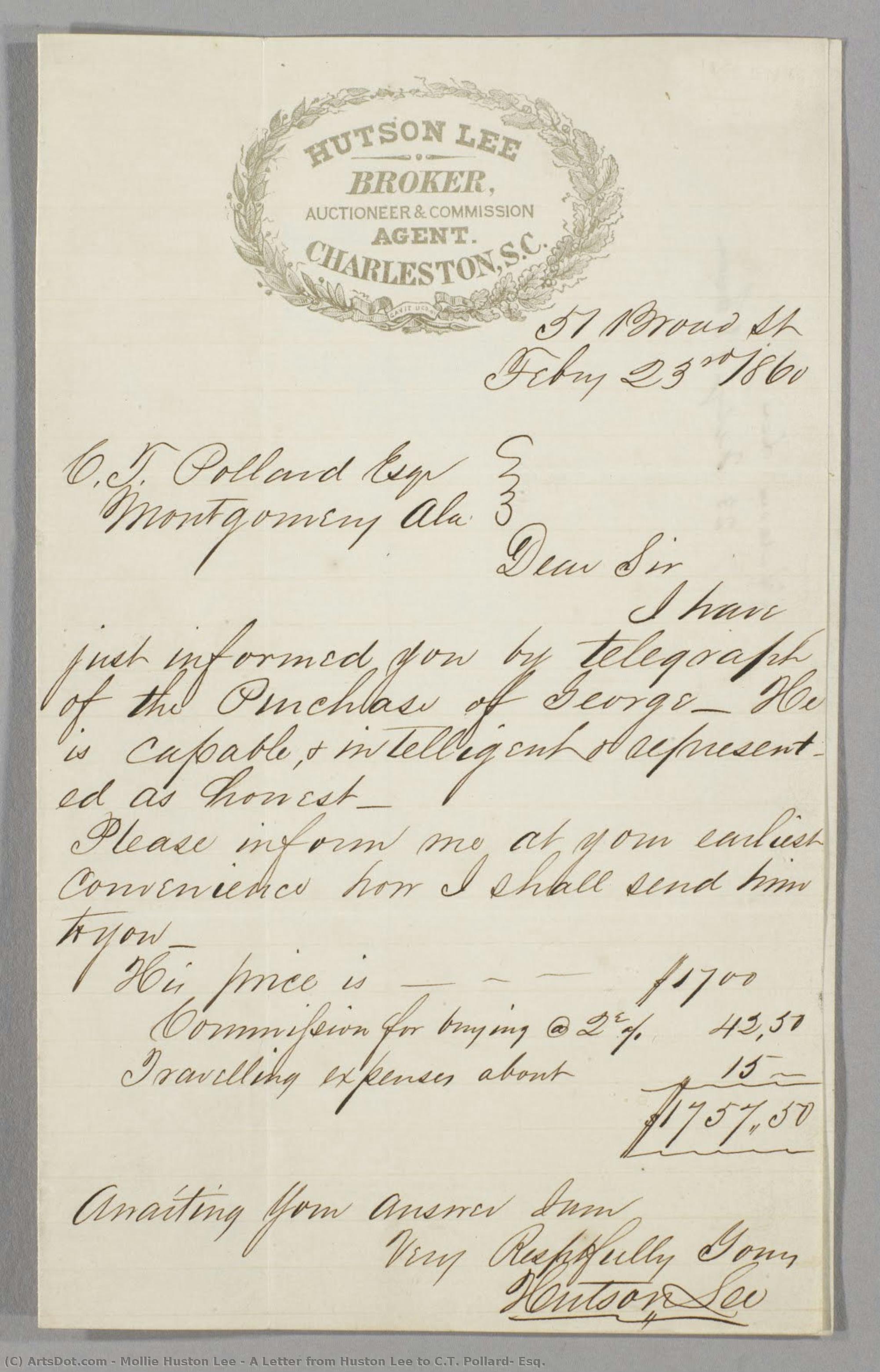 A Letter From Huston Lee To C.t. Pollard, Esq. — Mollie Huston Lee