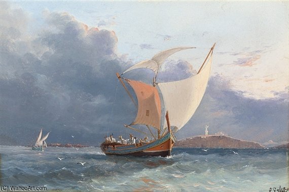Fishing Craft Off The Coast Of Malta — Luigi Maria Galea