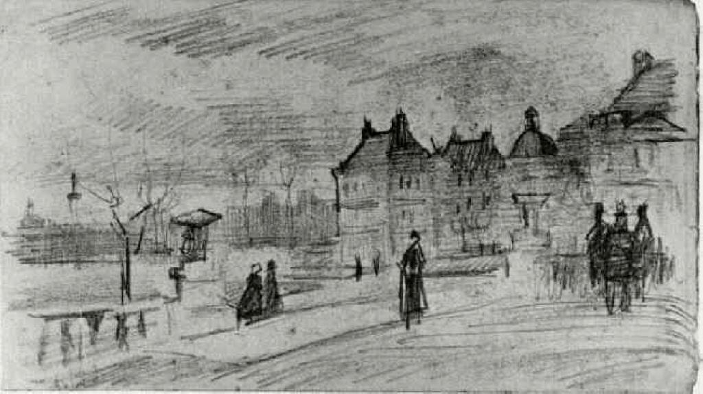 People Walking In Front Of The Palais Du Luxembourg — Vincent Willem Van Gogh