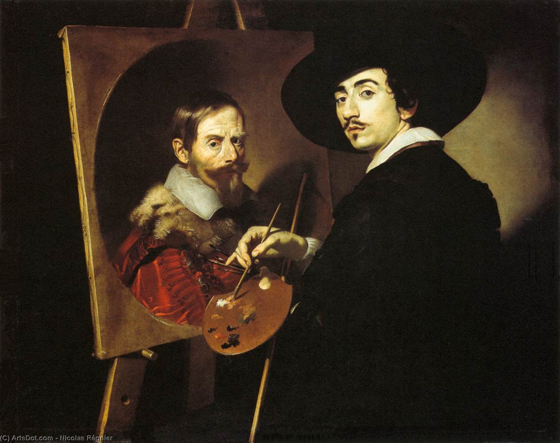 Self-portrait With A Portrait On An Easel — Nicolas Régnier