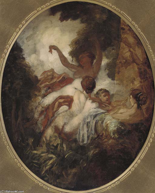 Nymphs In A Wood, In A Painted Oval — William Etty