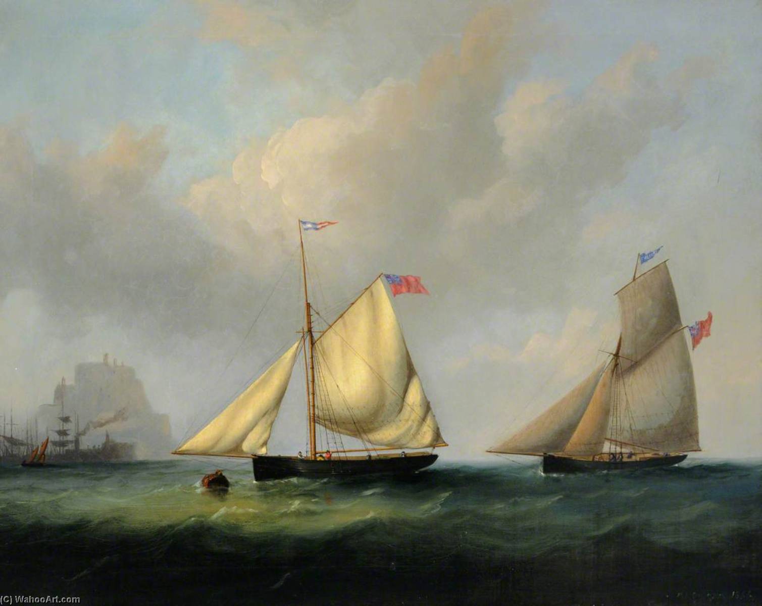 The 'childers' And Another Vessel Tied To A Buoy Off Gorey Harbour — Philip John Ouless