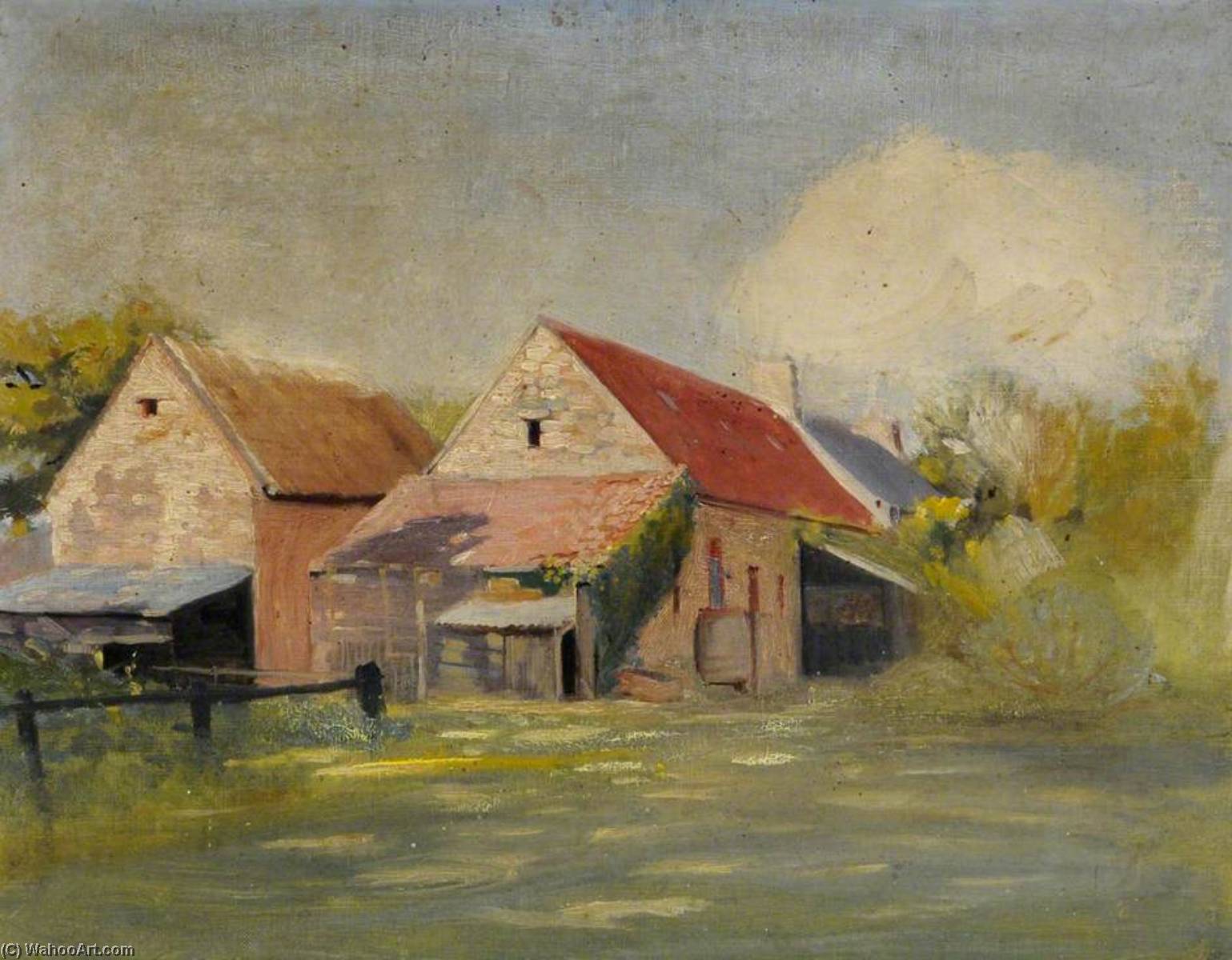 Farm Buildings From The West At Maupertuis Farm — Richard Goldie Crawford