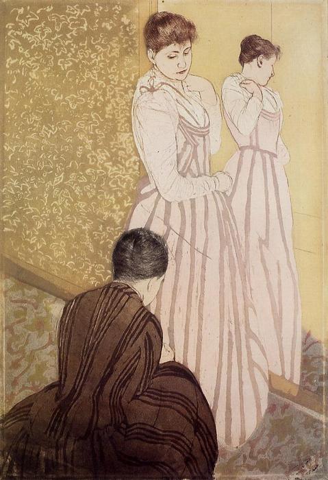 Young Woman Trying On A Dress — Mary Stevenson Cassatt