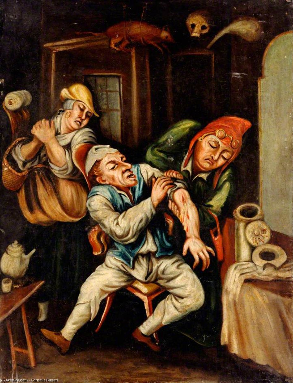A Surgeon Attending To A Man's Arm — Cornelis Dusart