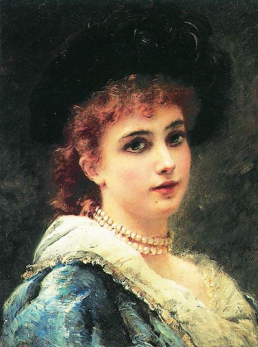 Parisienne In Pearl Necklace — Konstantin Yegorovich Makovsky