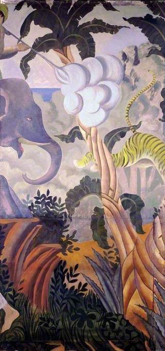 A Tropical Fantasy Charles Reilly's Dining Room Mural (panel 2 Of 6) — Mary Adshead