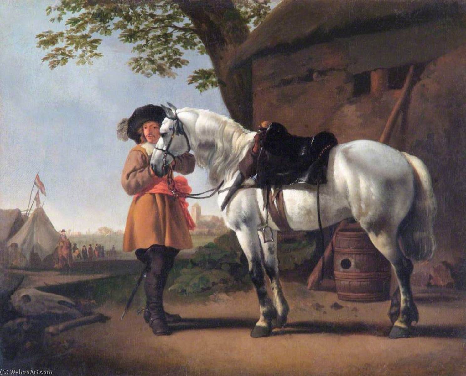 A Cavalier With A Grey Horse — Abraham Pietersz Van Calraet