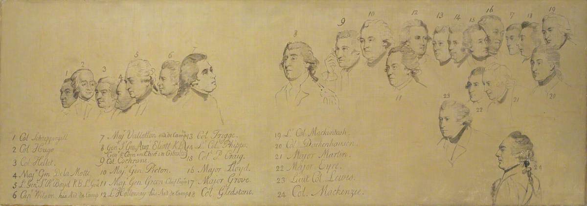 Key To The Portraits Of General Eliott And His Officers In The Painting Of The Siege Of Gibraltar, 14 September 1782 — George Carter