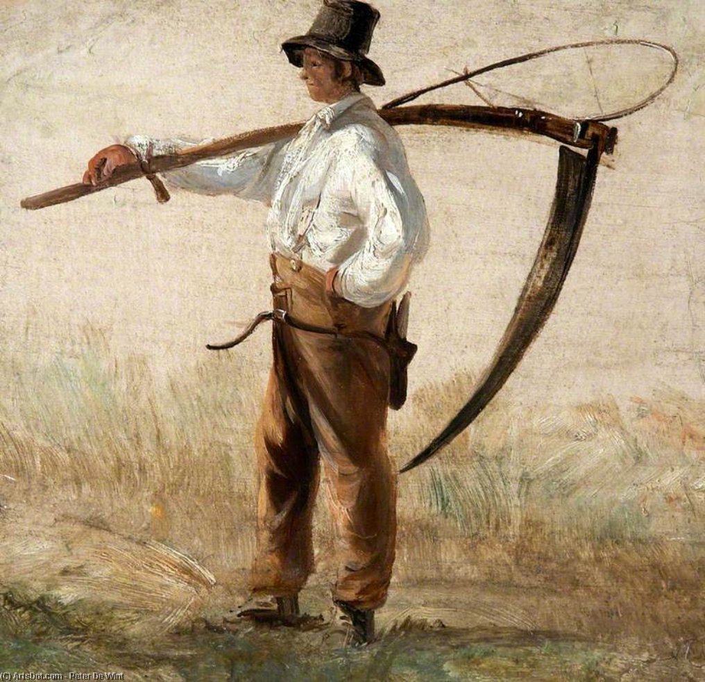 A Rustic Holding A Scythe — Peter De Wint