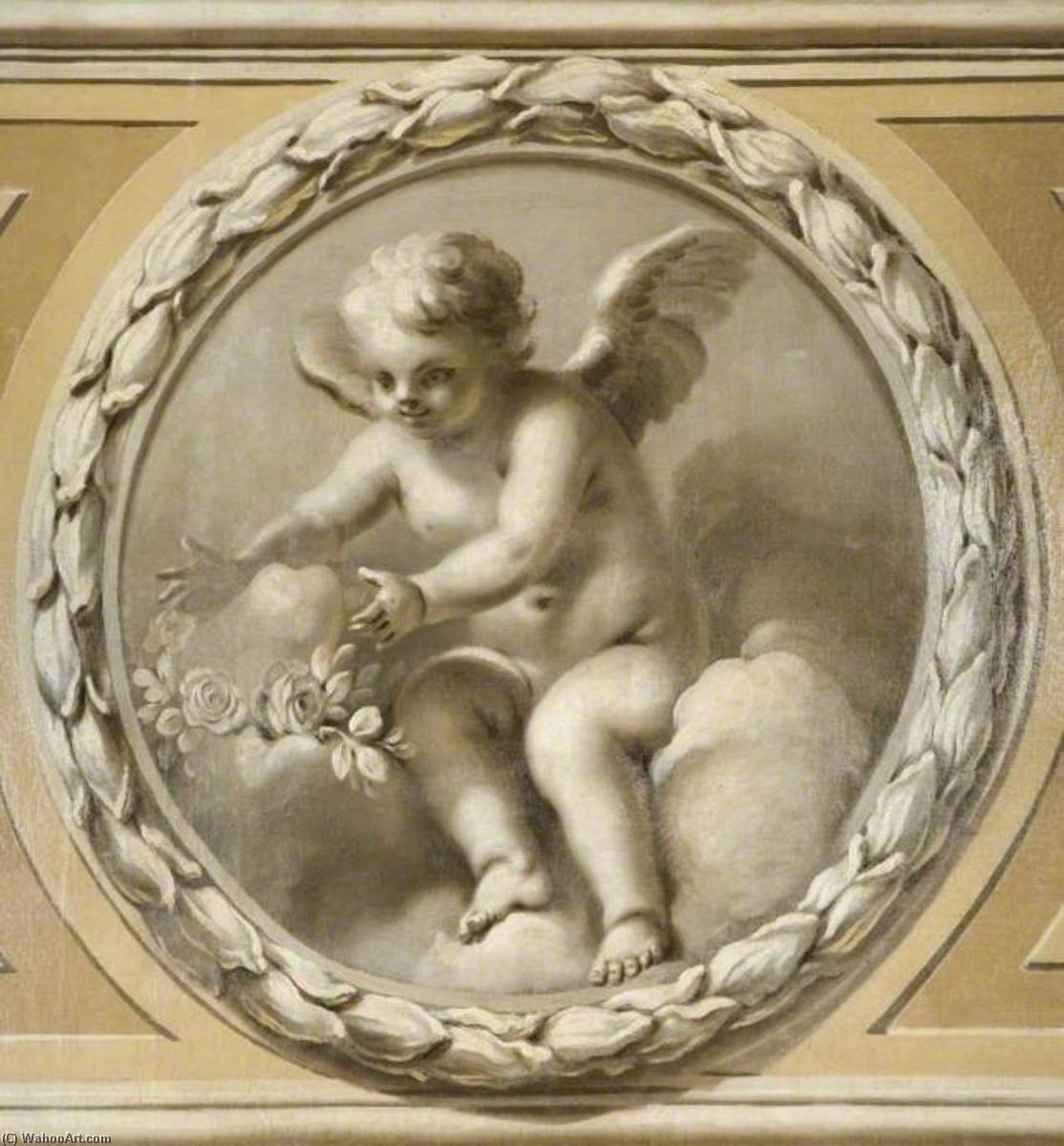 Winged Infant Placing A Garland On A Stone — Francesco Sleter