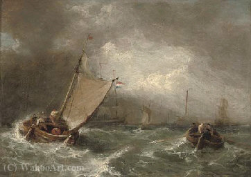Shortening Sail In A Squall — John James Wilson