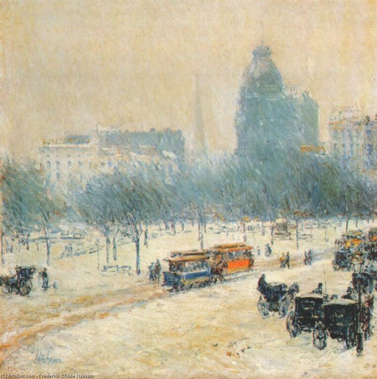 Winter In Union Square — Frederick Childe Hassam