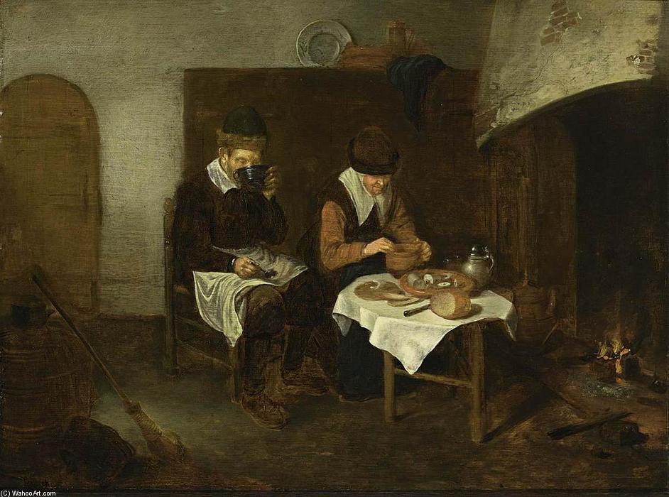 A Couple Having A Meal Before A Fireplace — Quiringh Gerritsz. Van Brekelenkam