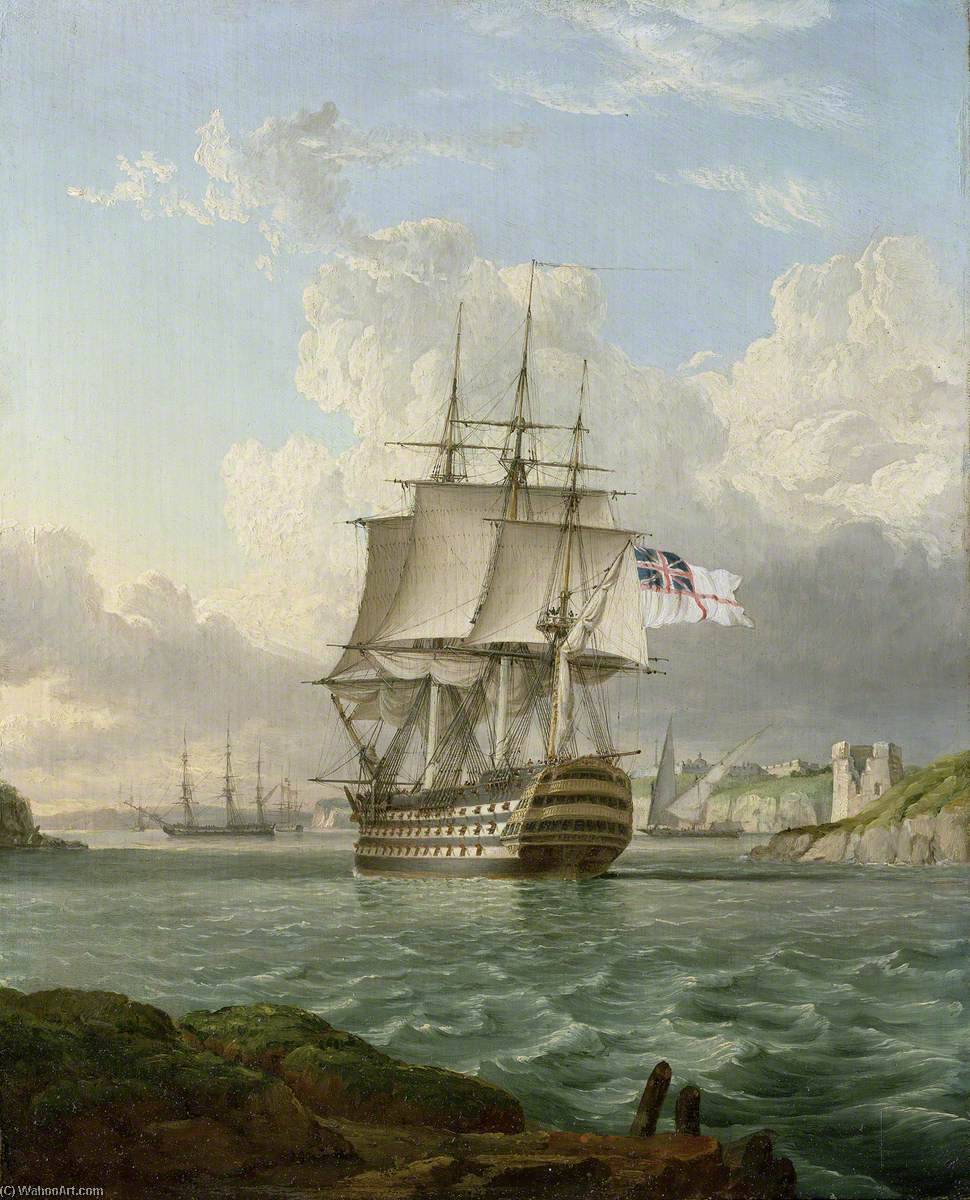 Hms 'britannia' Leaving A Mediterranean Harbour — Robert Strickland Thomas