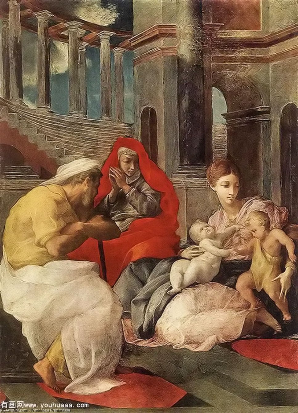 The Holy Family With Sts Elisabeth And John The Baptist — Francesco Primaticcio