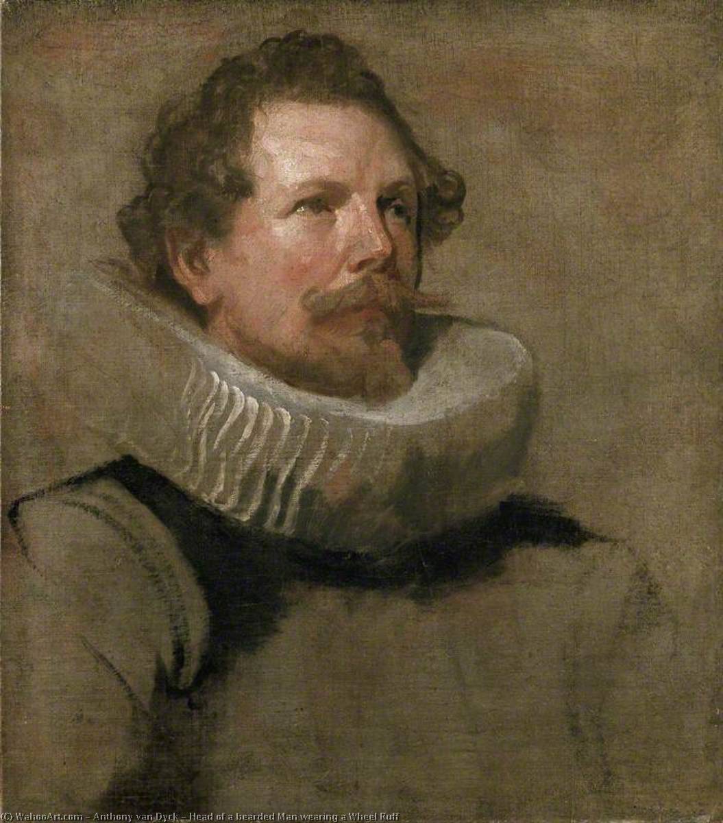 Head Of A Bearded Man Wearing A Wheel Ruff — Sir Anthony Van Dyck