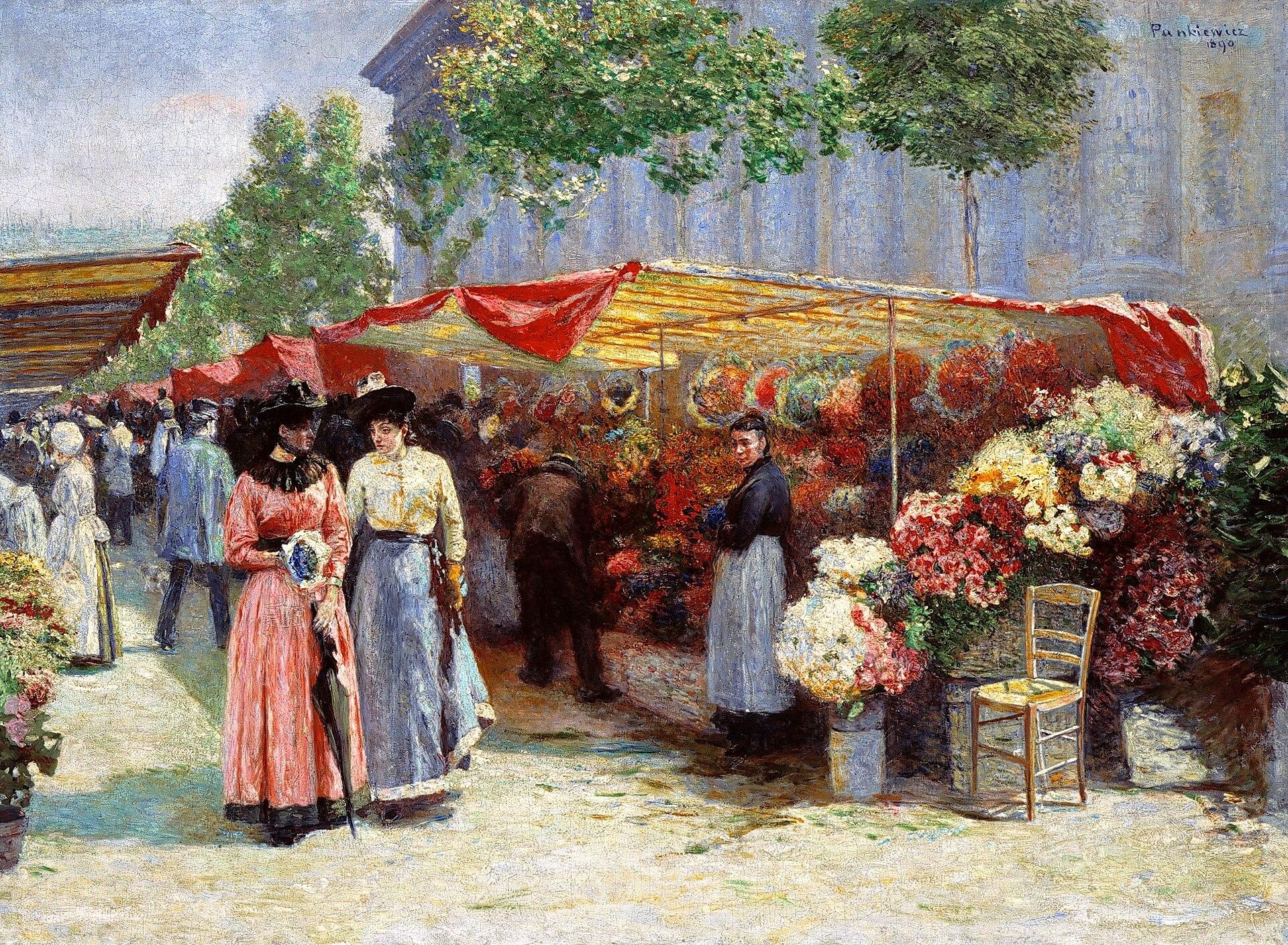 Flower Market In Front Of The Madeleine Church In Paris — Józef Pankiewicz