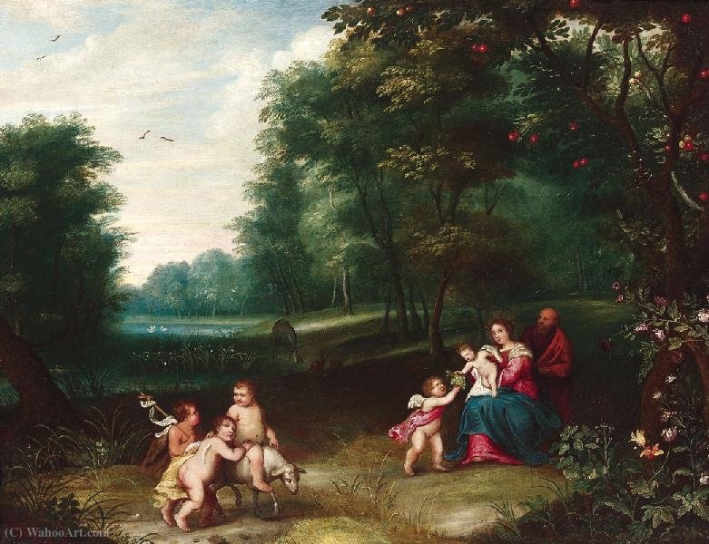 He Holy Family With Christ And John In A Landscape — Balthasar Beschey