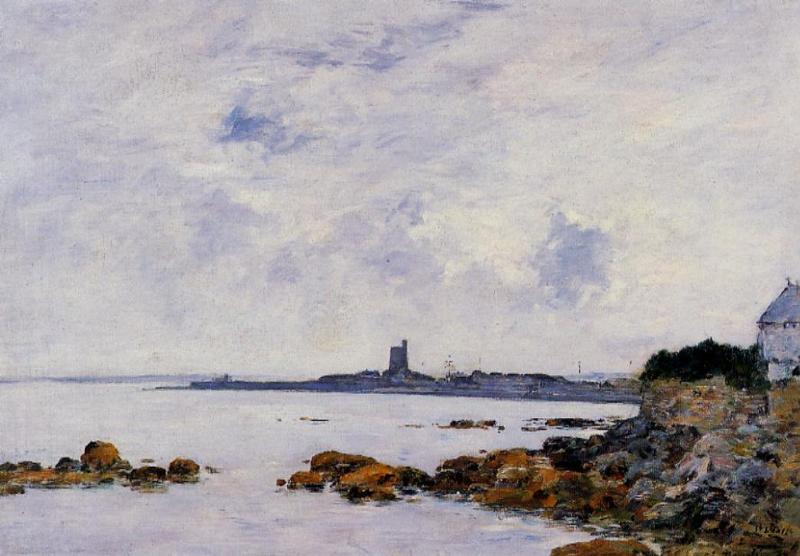 Saint-vaast-la-houghe, The Rocks And The Fort — Eugène Louis Boudin