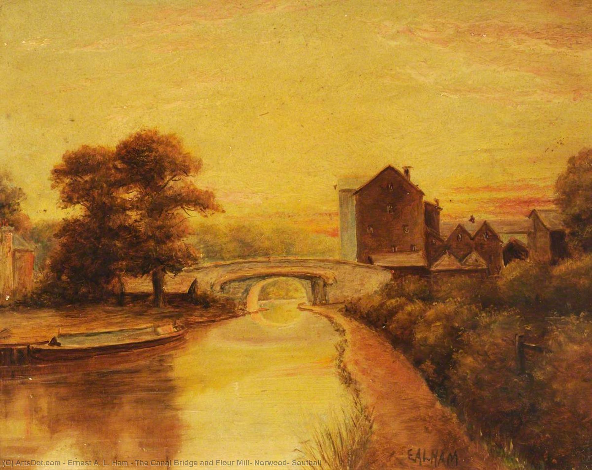 The Canal Bridge And Flour Mill, Norwood, Southall — Ernest A. L. Ham