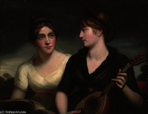 A Double Portrait Of Sisters, Half-length — George Romney