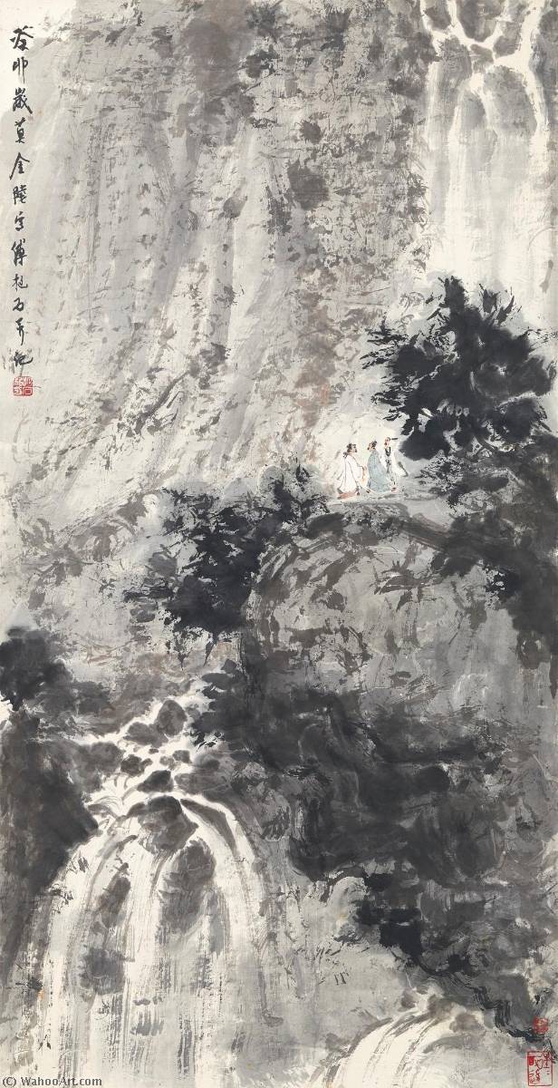 Appreciating Waterfall In The Mountains — Fu Baoshi