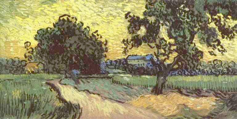 Landscape With The Chateau Of Auvers At Sunset — Vincent Willem Van Gogh