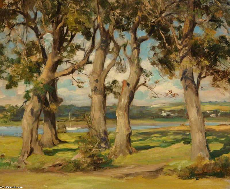 River Scene Through Trees — William Stewart Macgeorge