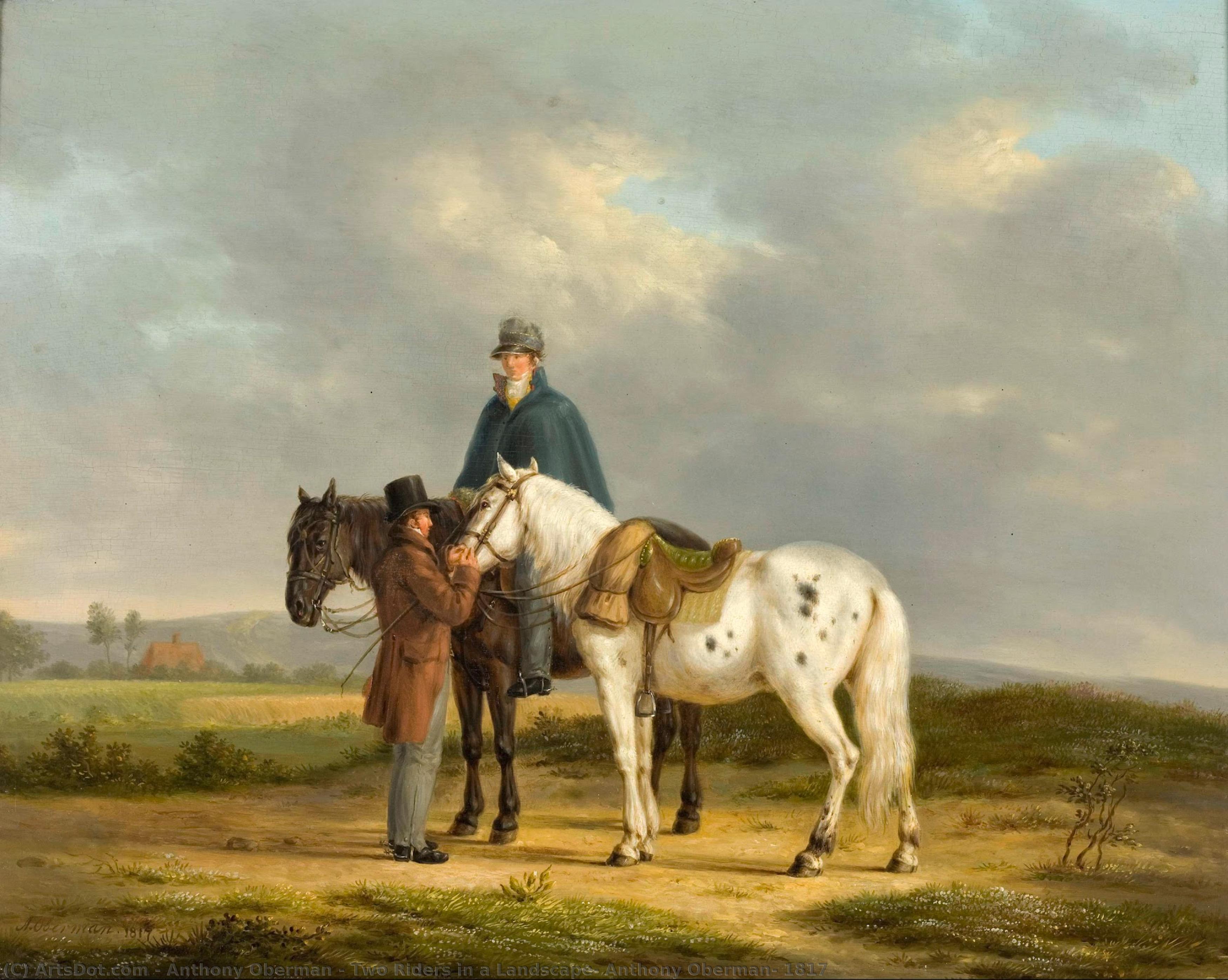 Two Riders In A Landscape, Anthony Oberman, 1817 — Anthony Oberman